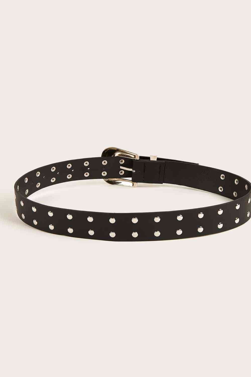 Ceinture en cuir PU cloutée à double rangée