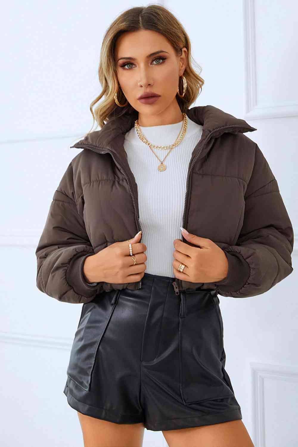 Manteau d'hiver zippé avec poches