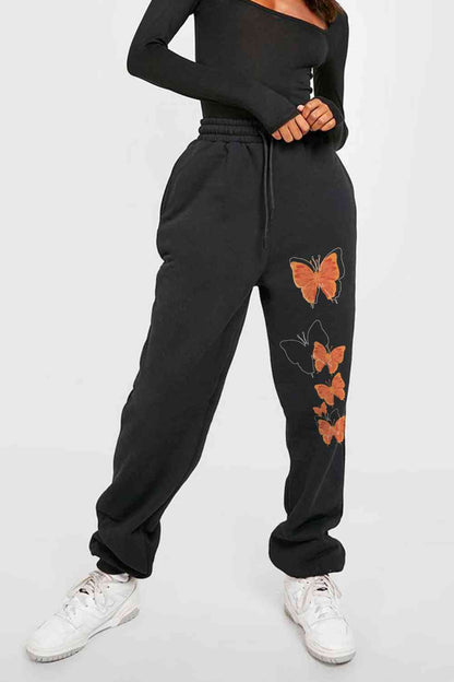 Simply Love - Pantalon de survêtement à motif papillon pleine taille