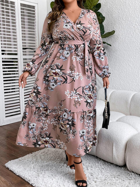 Robe Longue à Col Surplis de Grande Taille