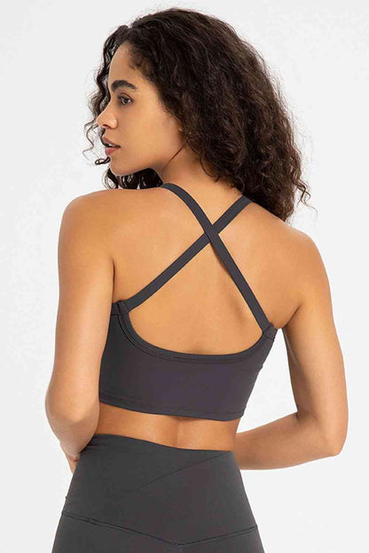 Soutien-gorge de sport à col en V et dos croisé