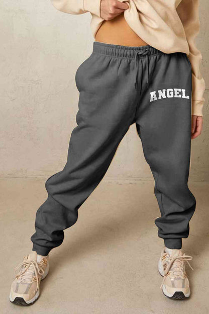 Simply Love Simply Love - Pantalon de survêtement long avec cordon de serrage et image d'ange pleine taille