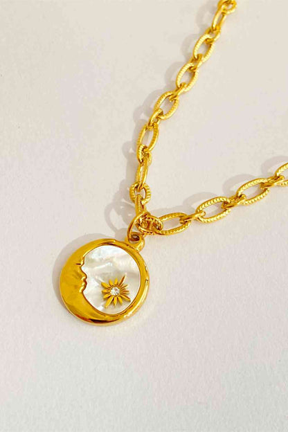 Collier à pendentif rond en acier inoxydable