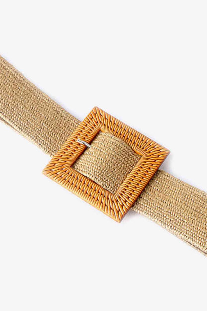 Ceinture tressée élastique à boucle carrée