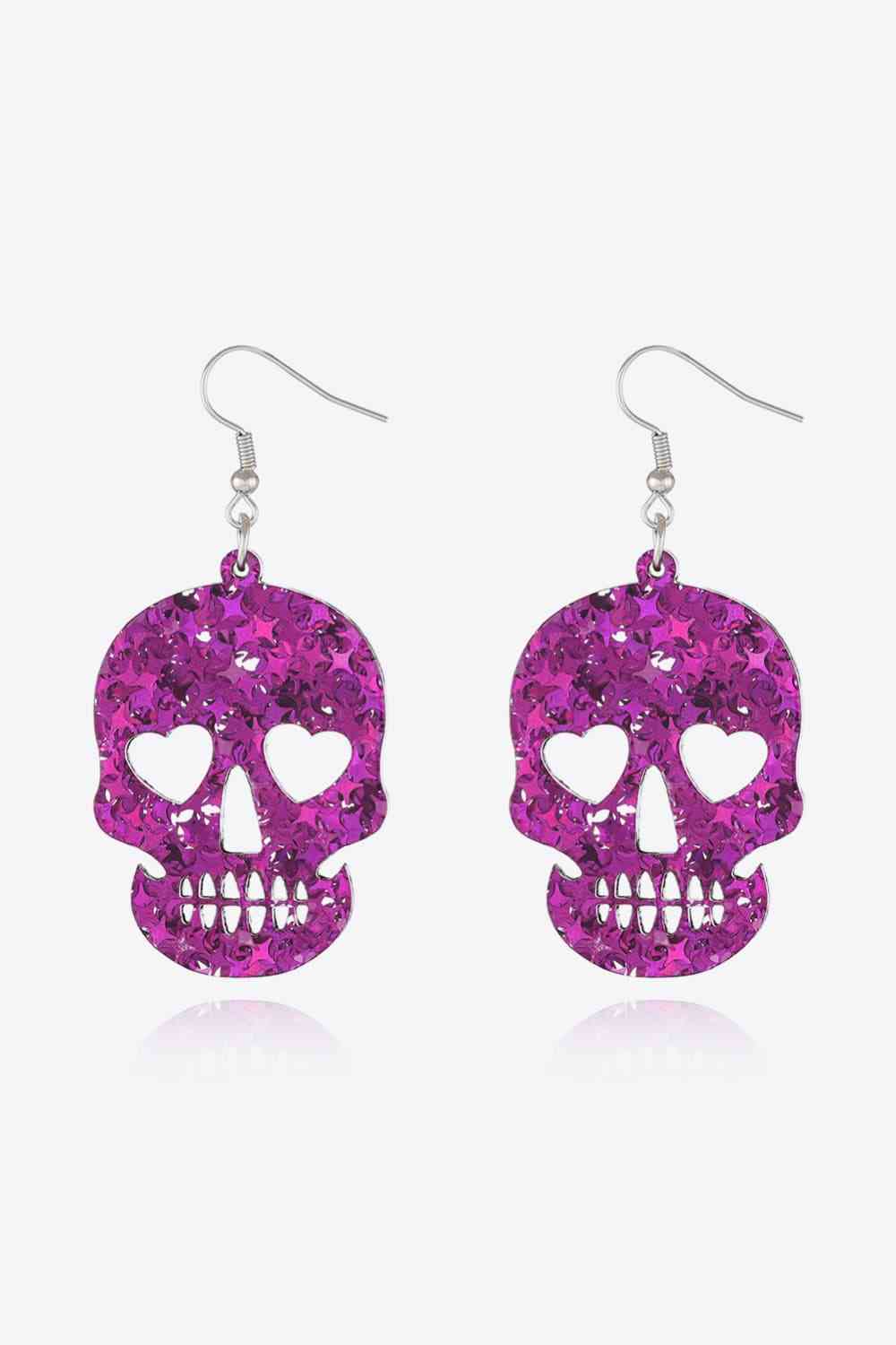 Boucles d'oreilles pendantes en acrylique avec tête de mort