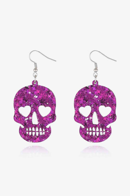 Boucles d'oreilles pendantes en acrylique avec tête de mort