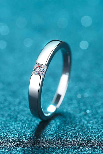 Bague plaquée rhodium et moissanite incrustée