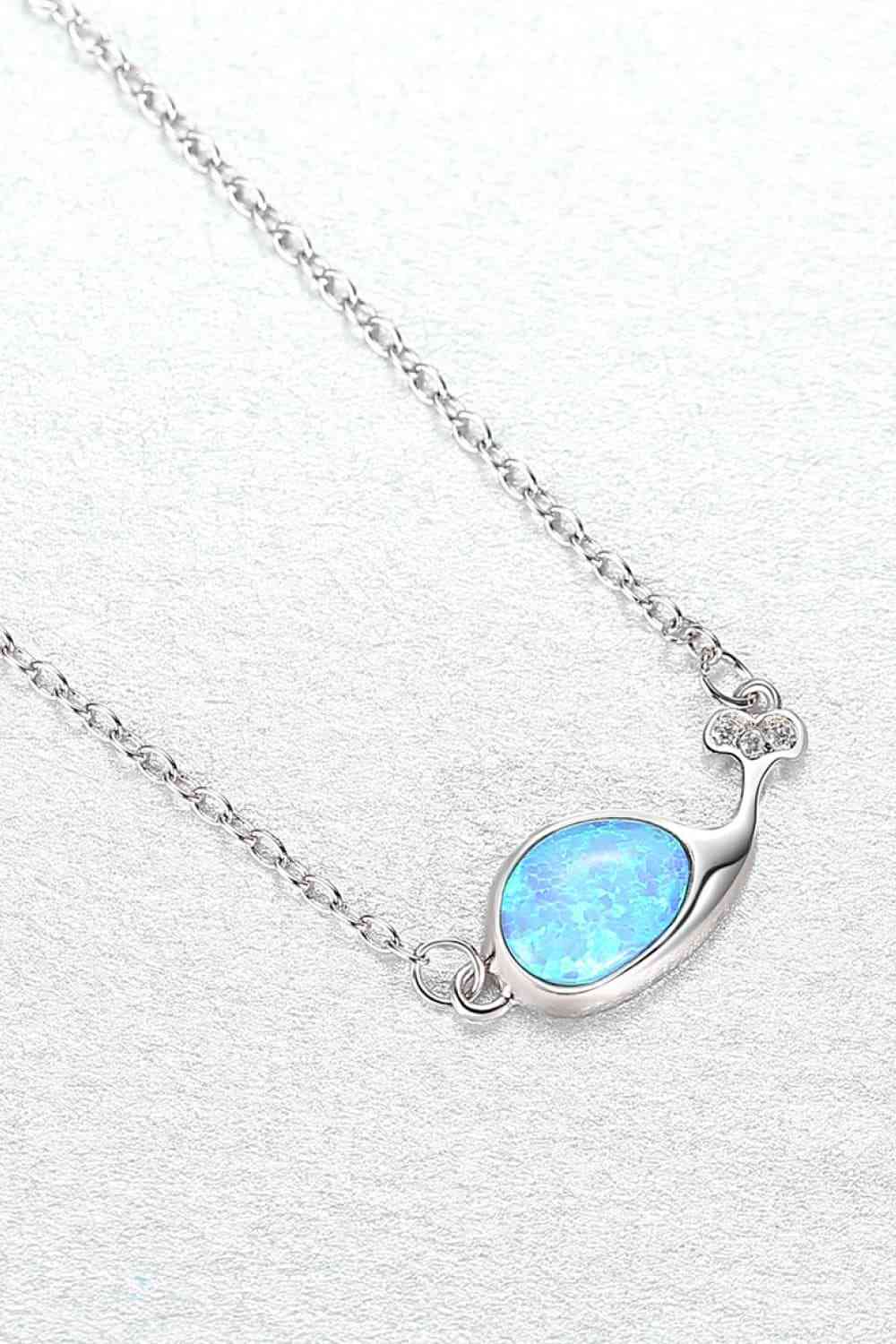 Collier en argent sterling 925 avec dauphin opale