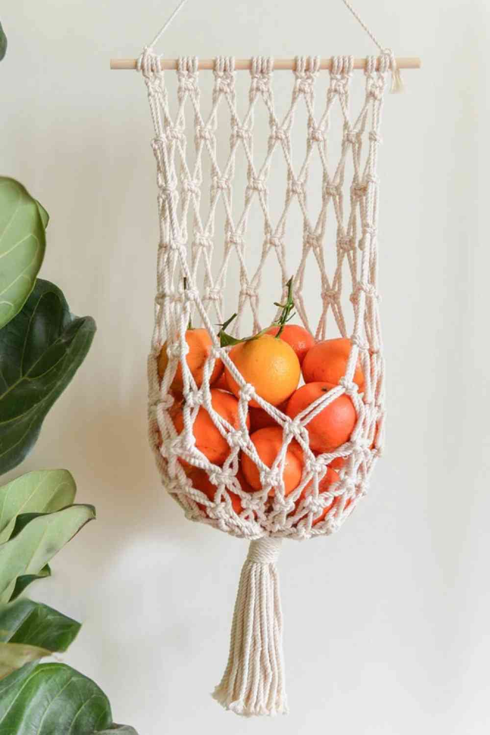 Cesta de macramé para colgar en la pared