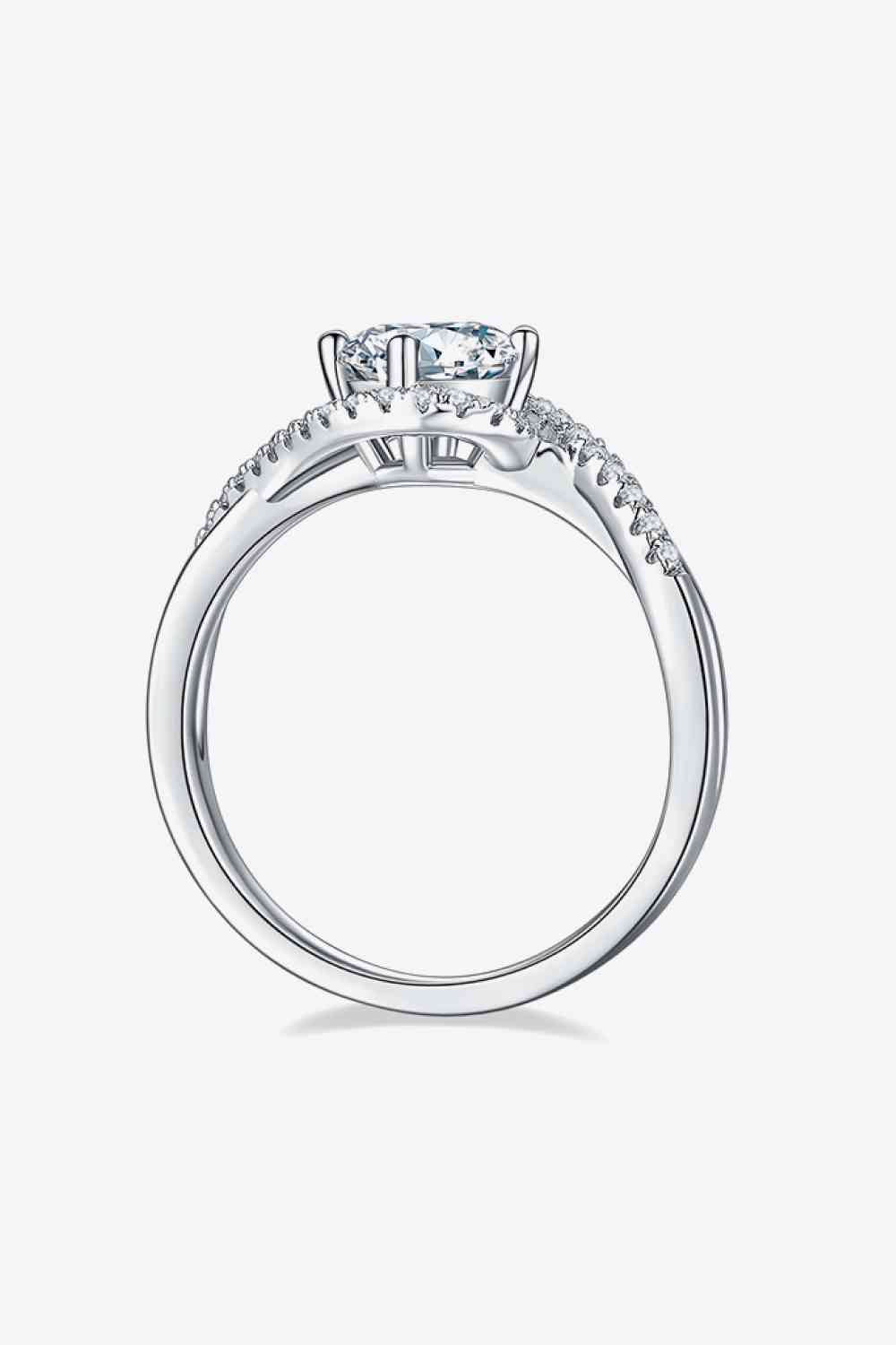 Bague croisée en argent sterling 925 Moissanite adorée de 1 carat