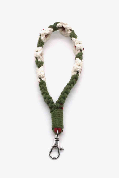 Surtido de 4 llaveros de pulsera de macramé con flores tejidas a mano