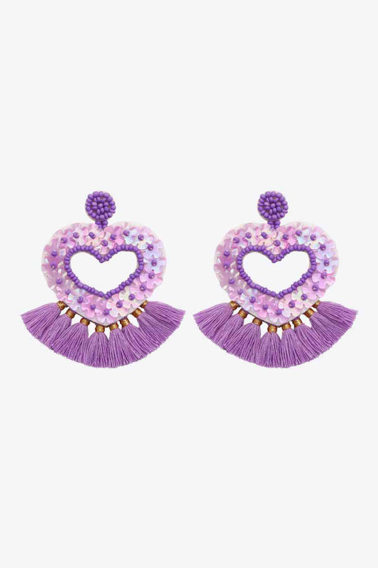 2 paires de boucles d'oreilles pendantes à pampilles en forme de cœur de style bohème