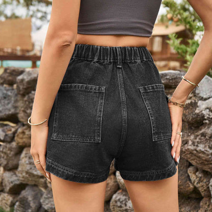 Shorts vaqueros de cintura alta con bolsillos