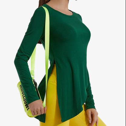 Asymmetrical Round Neck Long Sleeve Sports Top