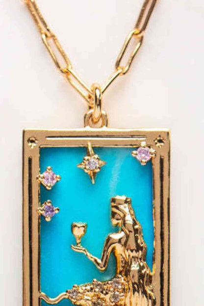 Collier en acier inoxydable avec pendentif carte de tarot