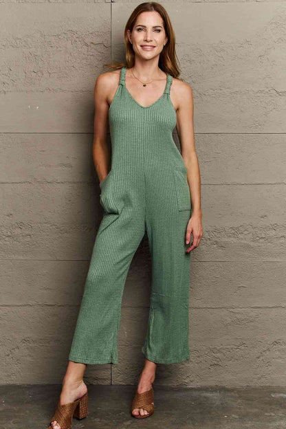 HEYSON Don't Get It Twisted Full Size Rib Knit Jumpsuit