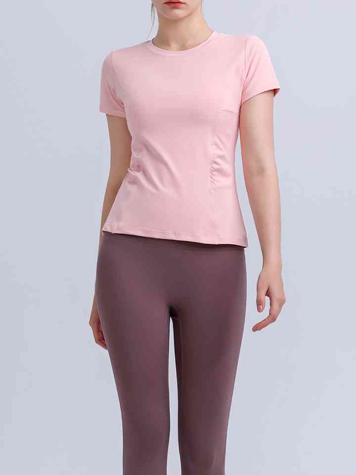 Round Neck Short Sleeve Active Top