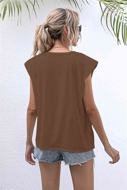 Round Neck Cap Sleeve Tee