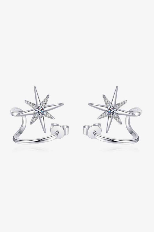 Boucles d'oreilles plaquées rhodium étoile Moissanite