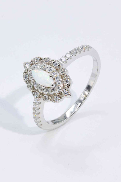 Bague opale et zircon Love Story moderne