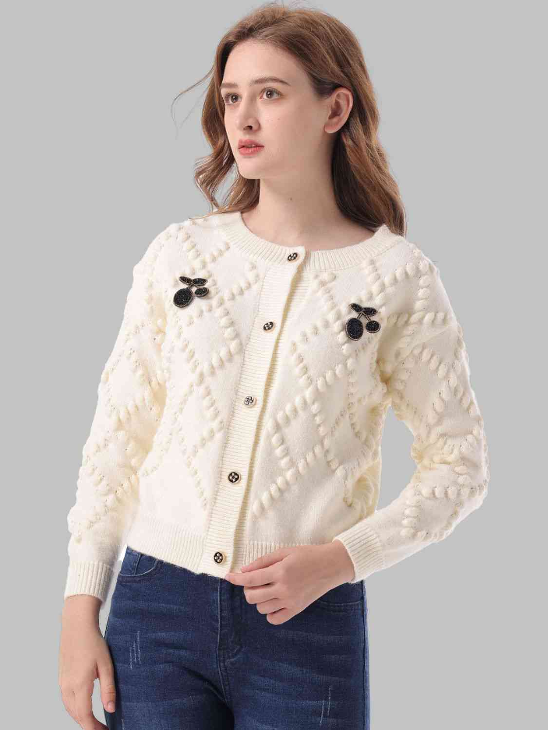 Cardigan boutonné à col rond