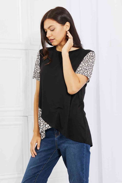 Heimish Full Size Animal Print Contrast Top