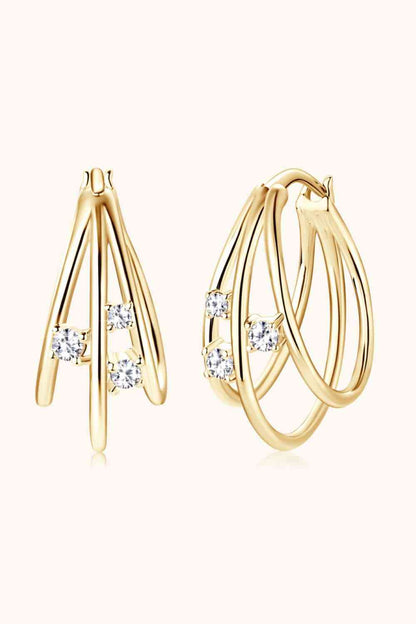 Boucles d'oreilles superposées en argent sterling 925 Moissanite