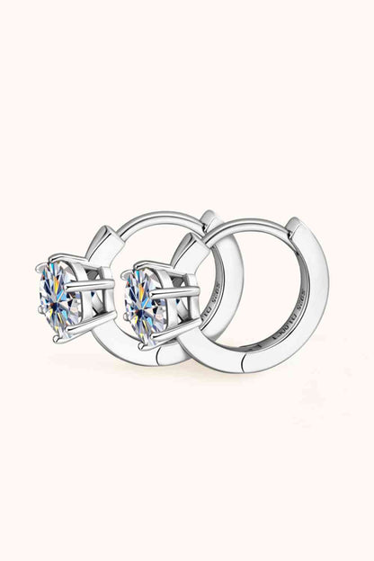 Boucles d'oreilles Huggie en argent sterling 925 moissanite 2 carats