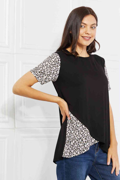 Heimish Full Size Animal Print Contrast Top