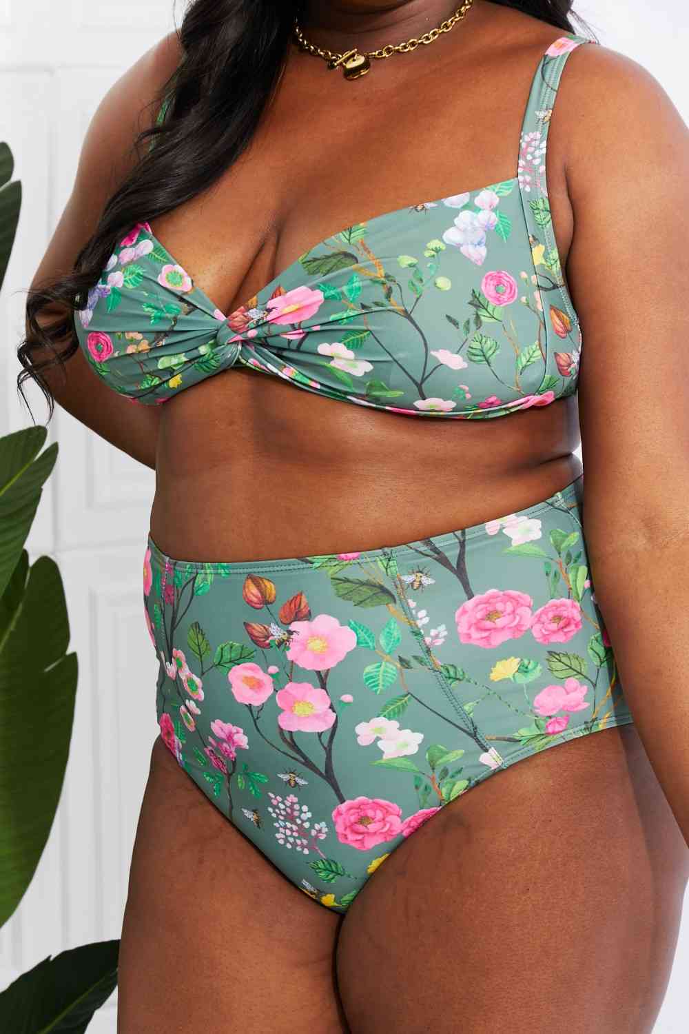 Marina West Swim Take A Dip - Bikini taille haute torsadé en sauge