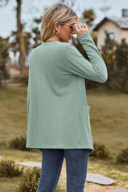 Cardigan à manches longues en tricot torsadé avec poche