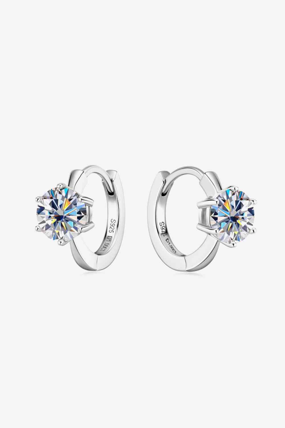 Boucles d'oreilles Huggie en argent sterling 925 moissanite 2 carats