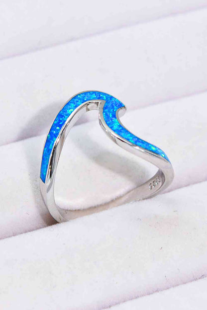 Bague en argent sterling 925 avec opale contrastée