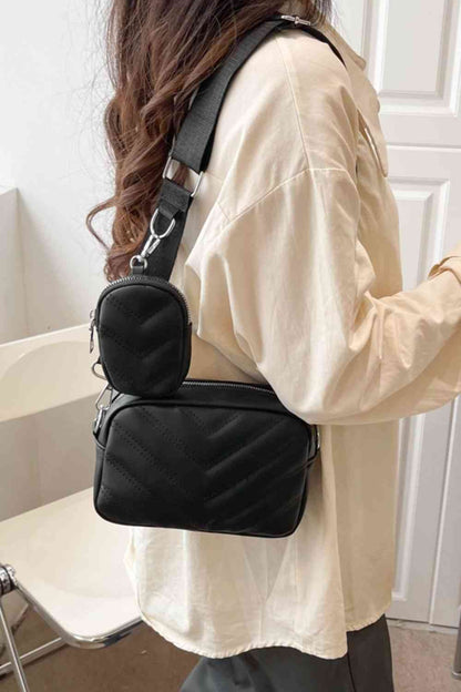 Sac à bandoulière en cuir PU adoré avec petit sac à main