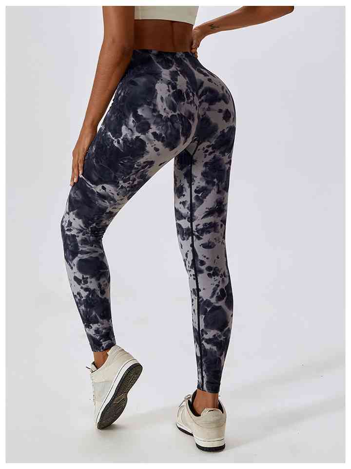 Leggings activos con cintura ancha y efecto teñido anudado