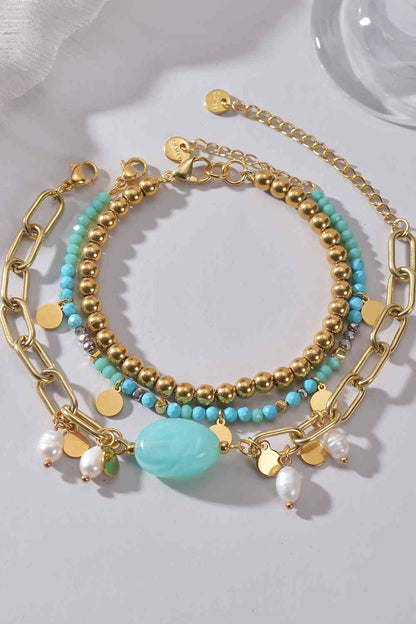 Conjunto de pulsera de acero inoxidable de tres piezas