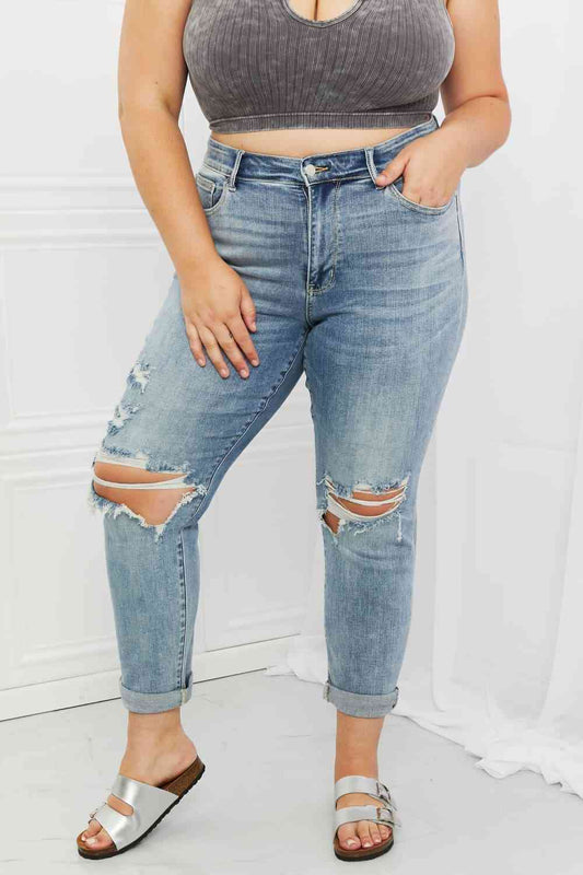 Judy Blue - Malia - Jean boyfriend taille moyenne pleine taille