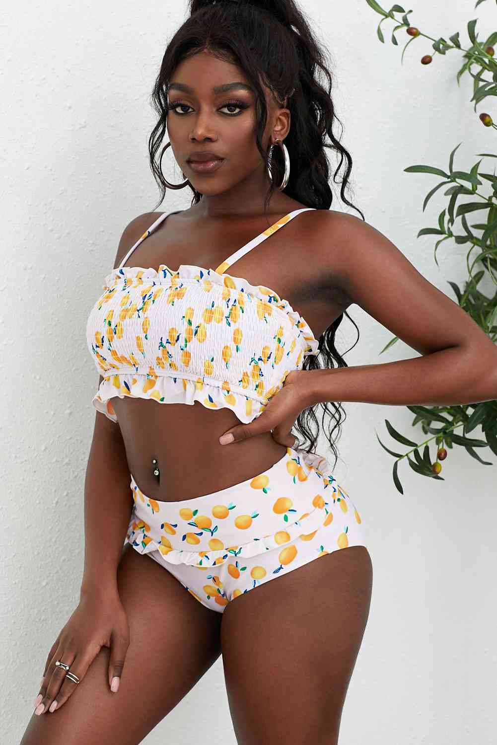 Ensemble de bikini à volants imprimé fruits