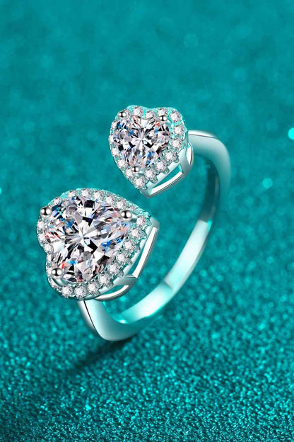 Bague ouverte moissanite en forme de cœur