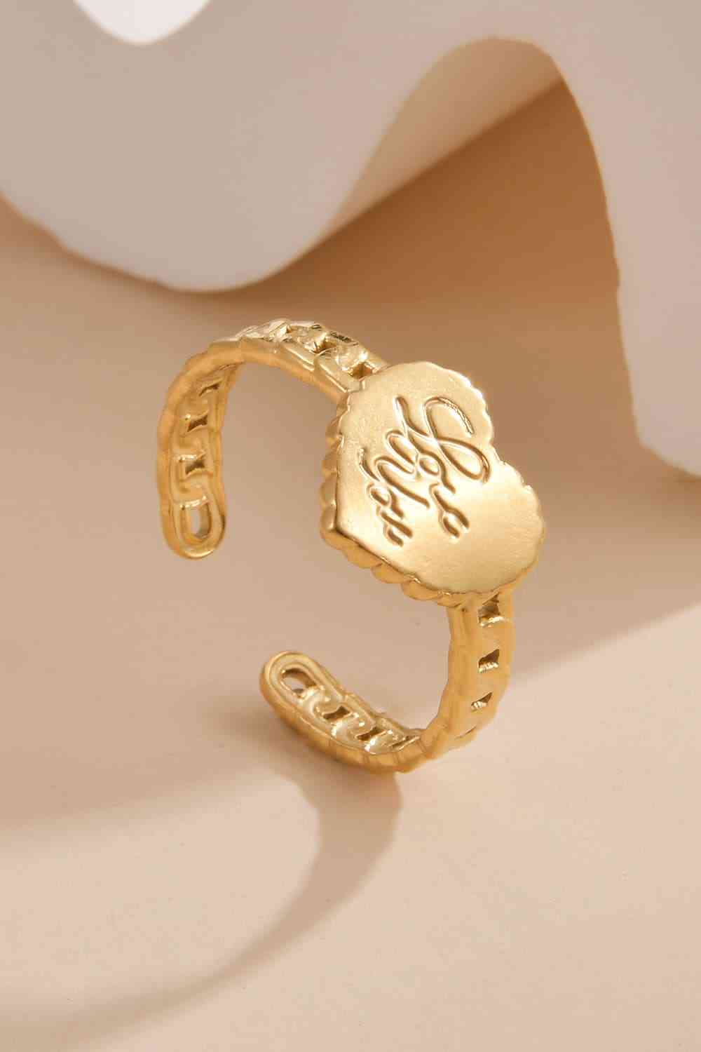 Bague ouverte LOVE YOU plaquée or 14 carats