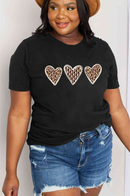 Simply Love Simply Love T-shirt en coton avec motif cœur pleine taille