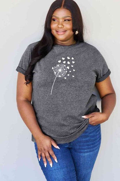 Simply Love Full Size Dandelion Heart Graphic Cotton T-Shirt