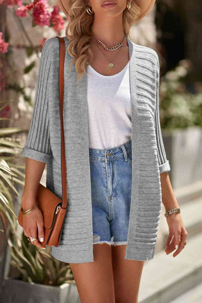 Cardigan en tricot côtelé ouvert sur le devant