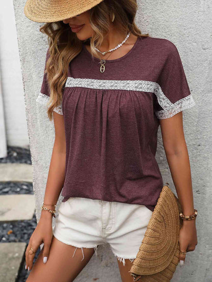 Contrast Round Neck Short Sleeve Tee