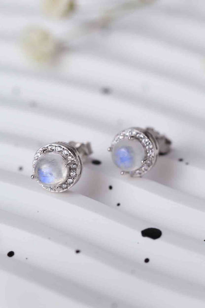 High Quality Natural Moonstone 925 Sterling Silver Stud Earrings