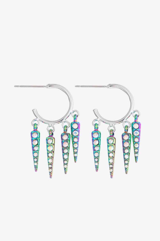 5 paires de boucles d'oreilles géométriques en strass multicolores, vente en gros