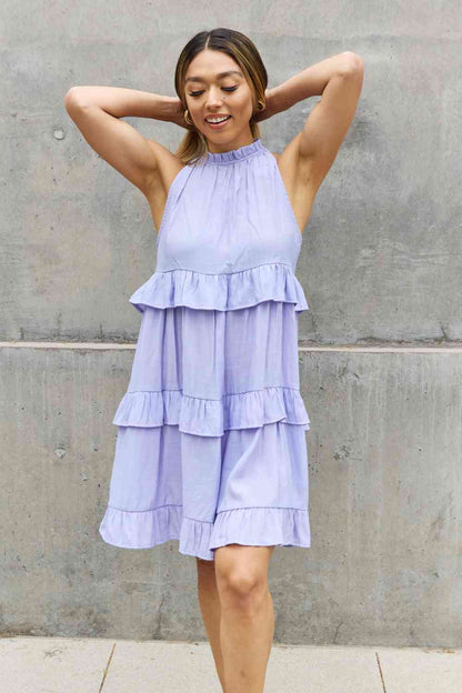 ODDI Full Size Relaxed Baby Doll Halter Dress