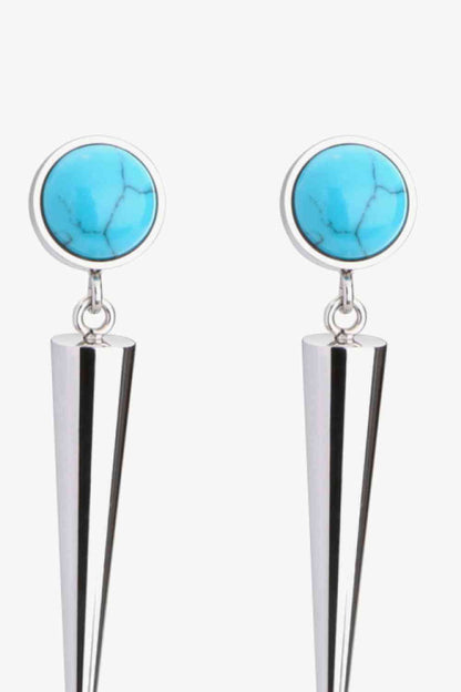 Boucles d'oreilles pendantes turquoise en acier inoxydable 18 carats