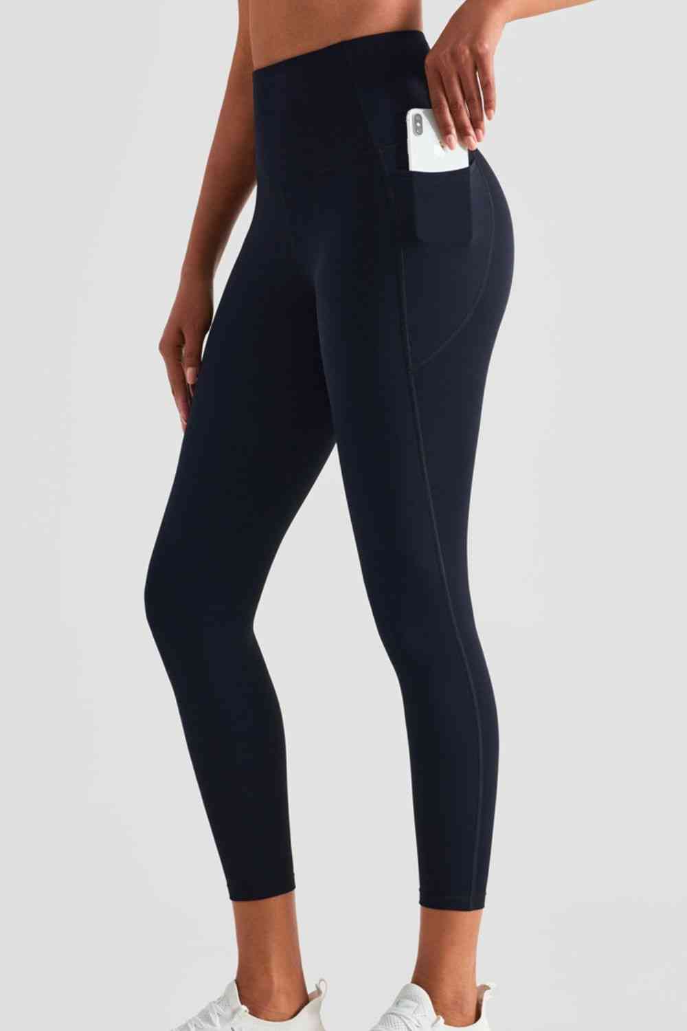 Leggings deportivos de cintura ancha con bolsillos