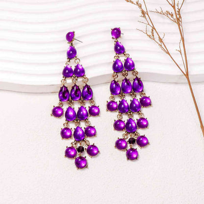 Boucles d'oreilles en forme de goutte en alliage et strass